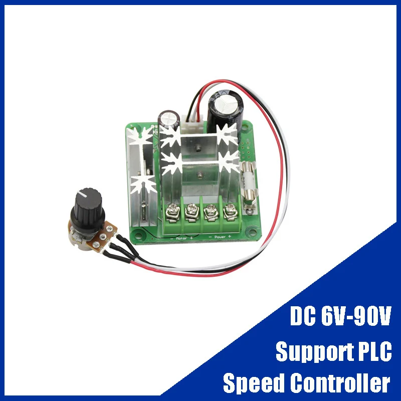 Contrôleur de vitesse à large tension, prise en charge du contrôle PLC pour moteur, tension de moteur à courant continu, moteur Sochi, 6V-90V, 8A, 360W