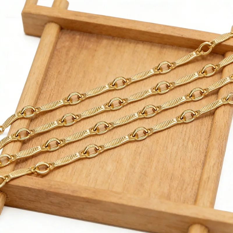14K Gold Filled 1.3mm Textured Dapped Bar Chain Unfinished Chain Minimalist Gold Jewelry Chain for DIY Accessories Chain