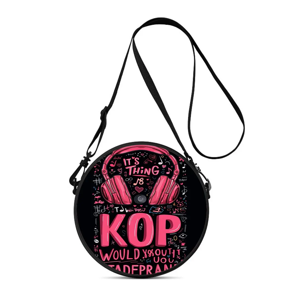 

KPOP Print Round Shoulder Bag Casual Messenger Bag for Woman Best Gifts 2D Flat Casual Daily Crossbody Bag