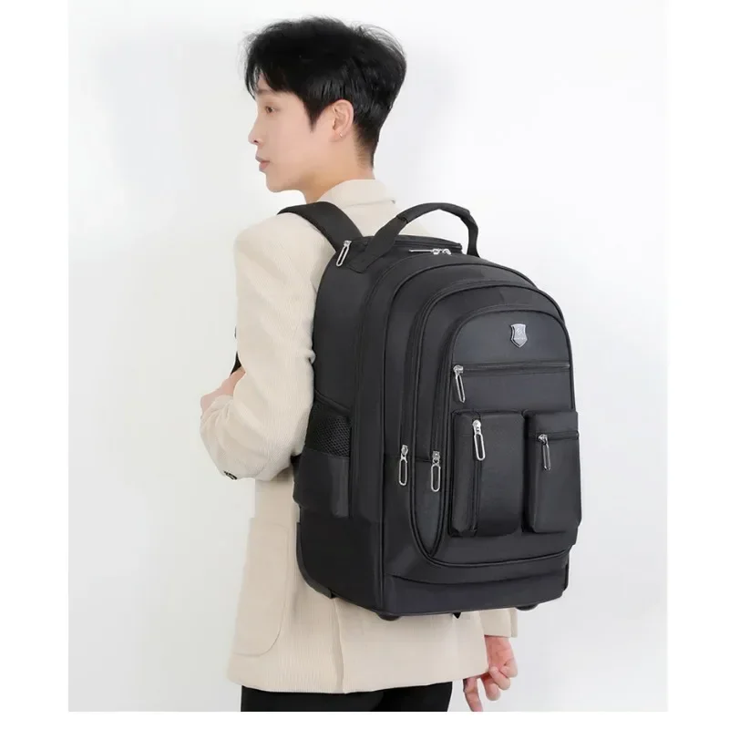 Men\'s New Large-capacity Travel Backpack Trolley Business Computer Bag with Wheels Women\'s Multi-layer Trolley Luggage Bag