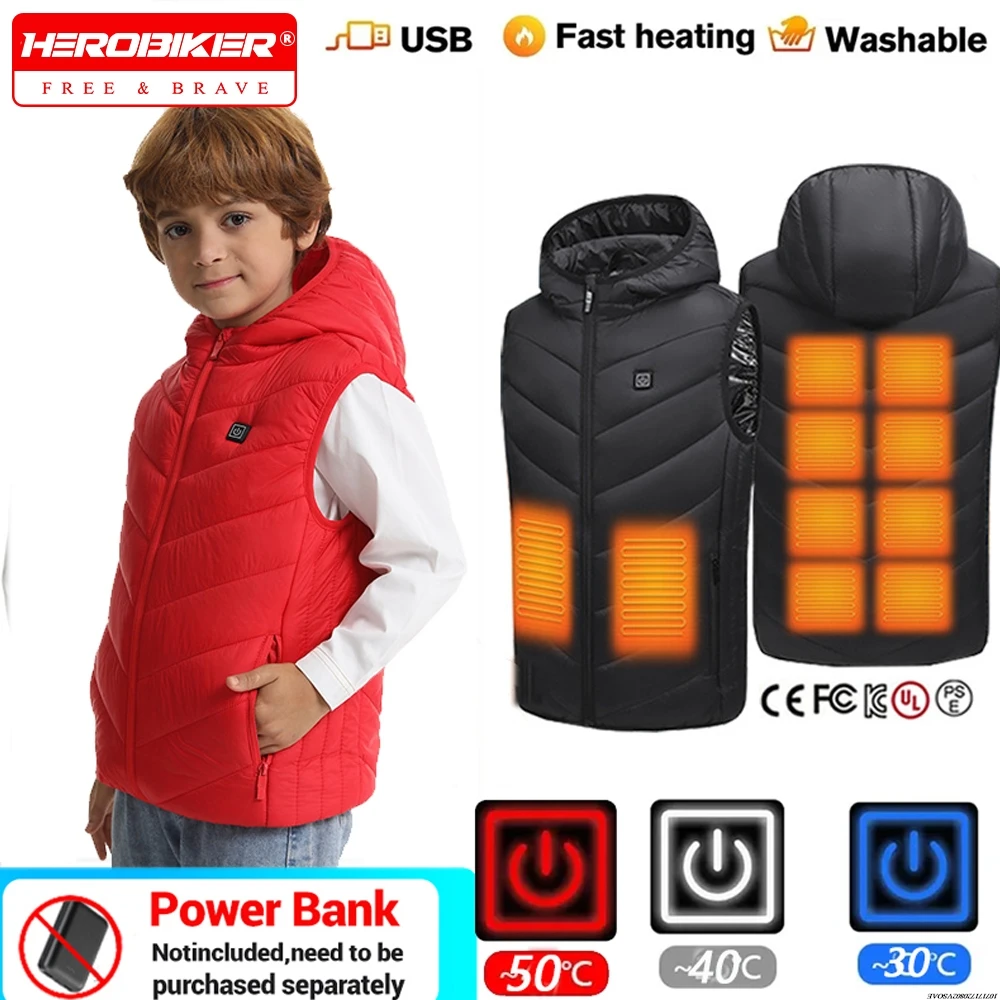 

﻿Kids Winter USB Heated Vest Waterproof Warm Jacket Adjustable Temperature Self-heated Vest Washable Heating Jacket for Boy Girl