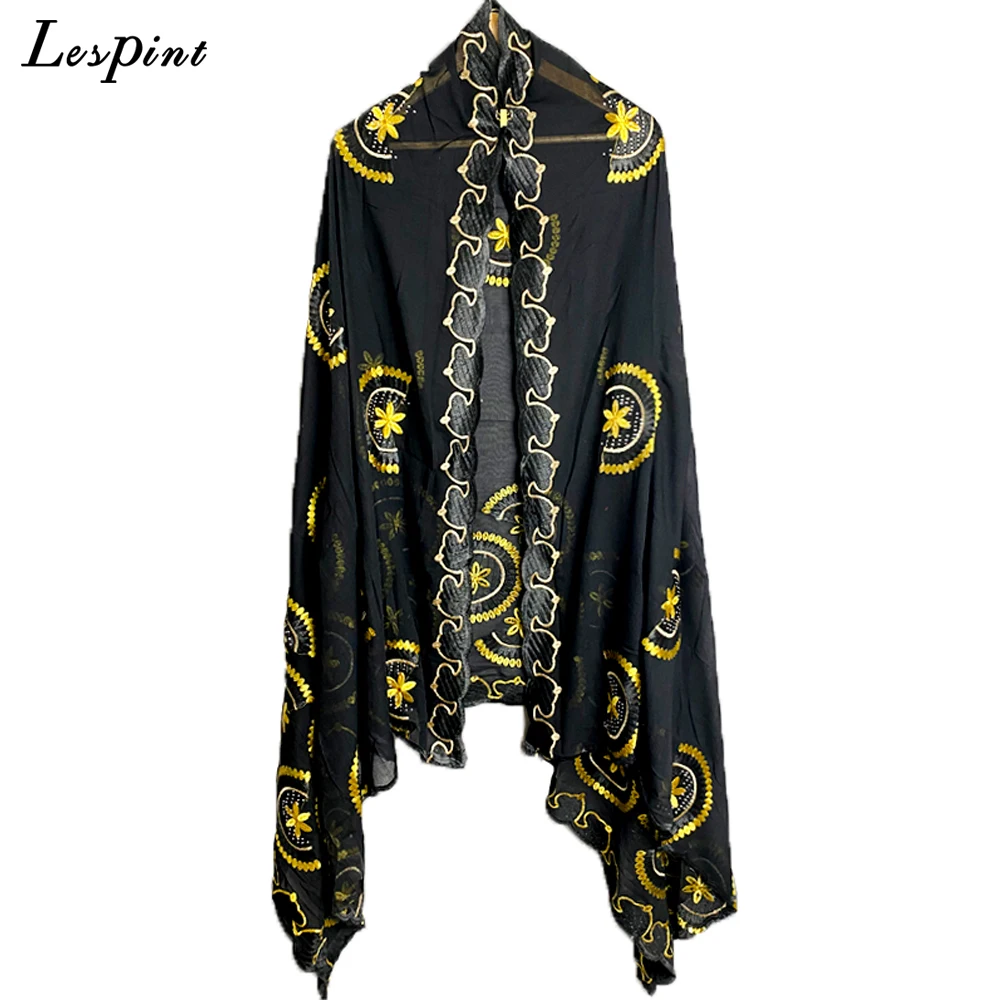 African Scarf Hijabs For Women Muslim Ramadan Pray Scarves Shawl Cotton Embroider Set Augar Wraps Dubai Islam India Lady Cappa