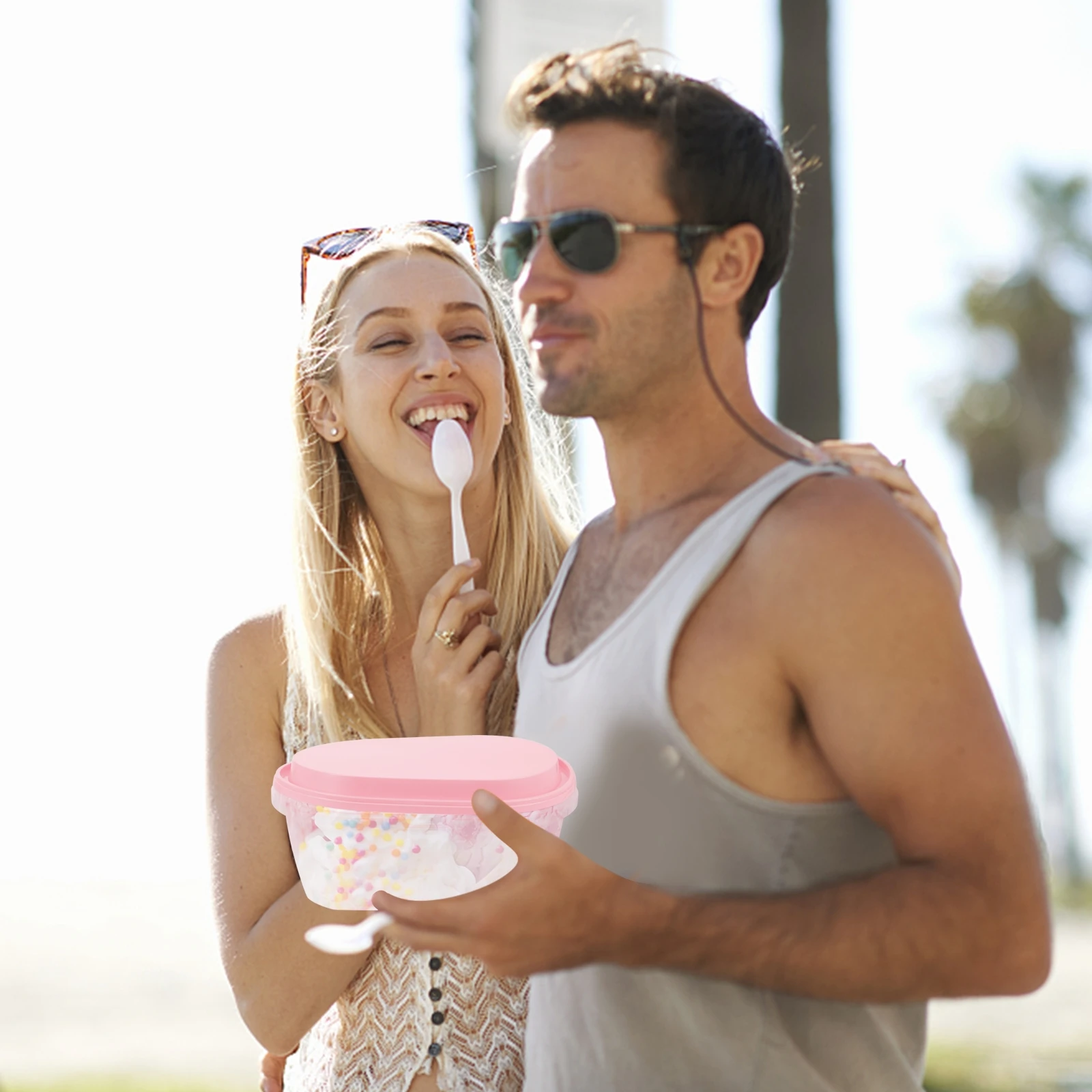 

2pcs Plastic Cake Storage Boxes Oval Ice Cream Container Freezer Dessert Fruit Case Bpa Free Reusable Household