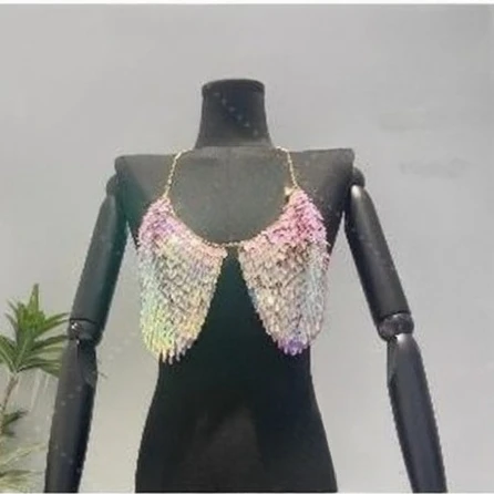 أزياء القلب لصق بيكيني أعلى حبال الملابس الداخلية سلسلة المرأة مثير الصدرية سلسلة بروتيل مهرجان الزي Y2K ملهى ليلي مجوهرات