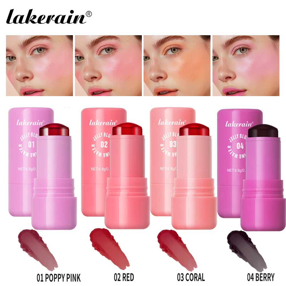 3 w 1 Jelly Blush Stick Lip Eye Cheek Makeup Cooling Water Jelly Tint Moisturize Brighten Lip Gloss Face Rouge Milk Blusher