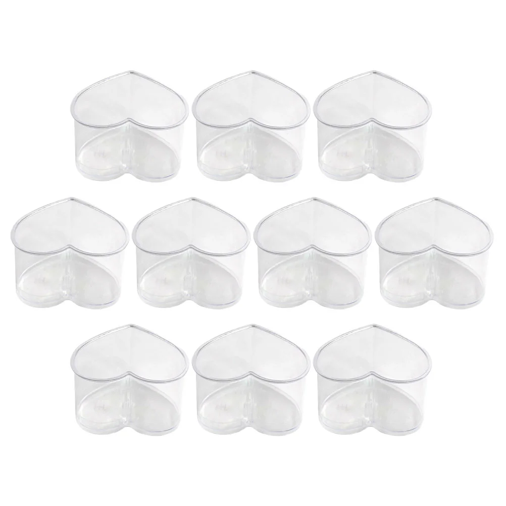 

10 Pcs Heart Shaped Air Cup Tiramisu Dessert Pudding Portable Plastic Transparent