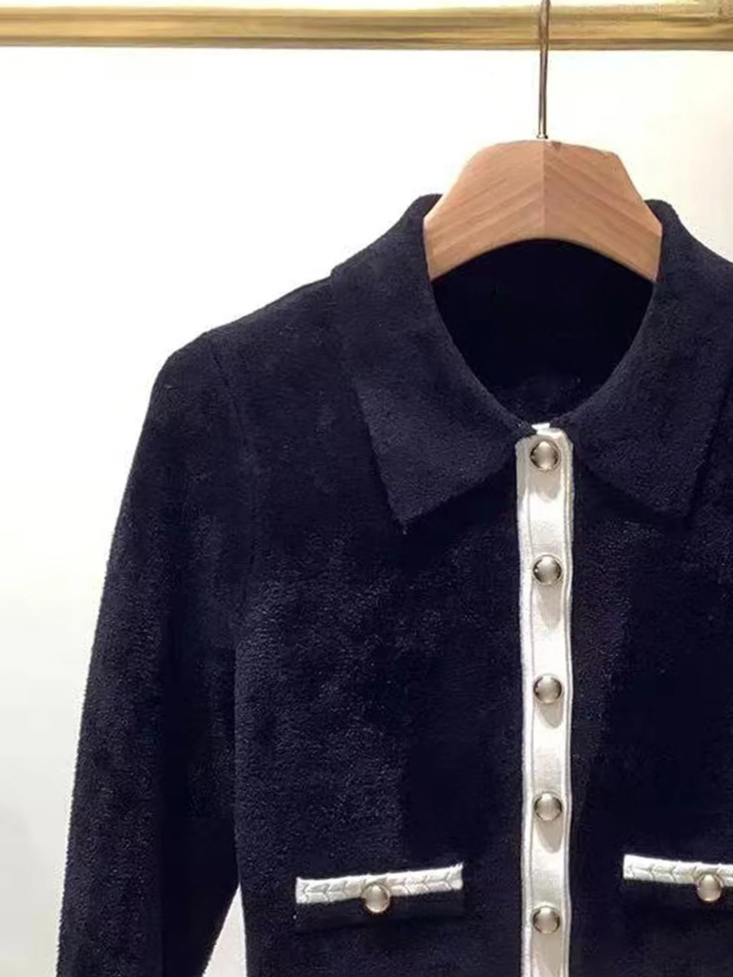 

S Home Southern Oil High End Women's Faion 2025 Autumn Retro Velvet Collar ort Open Cardigan Jaet for Women