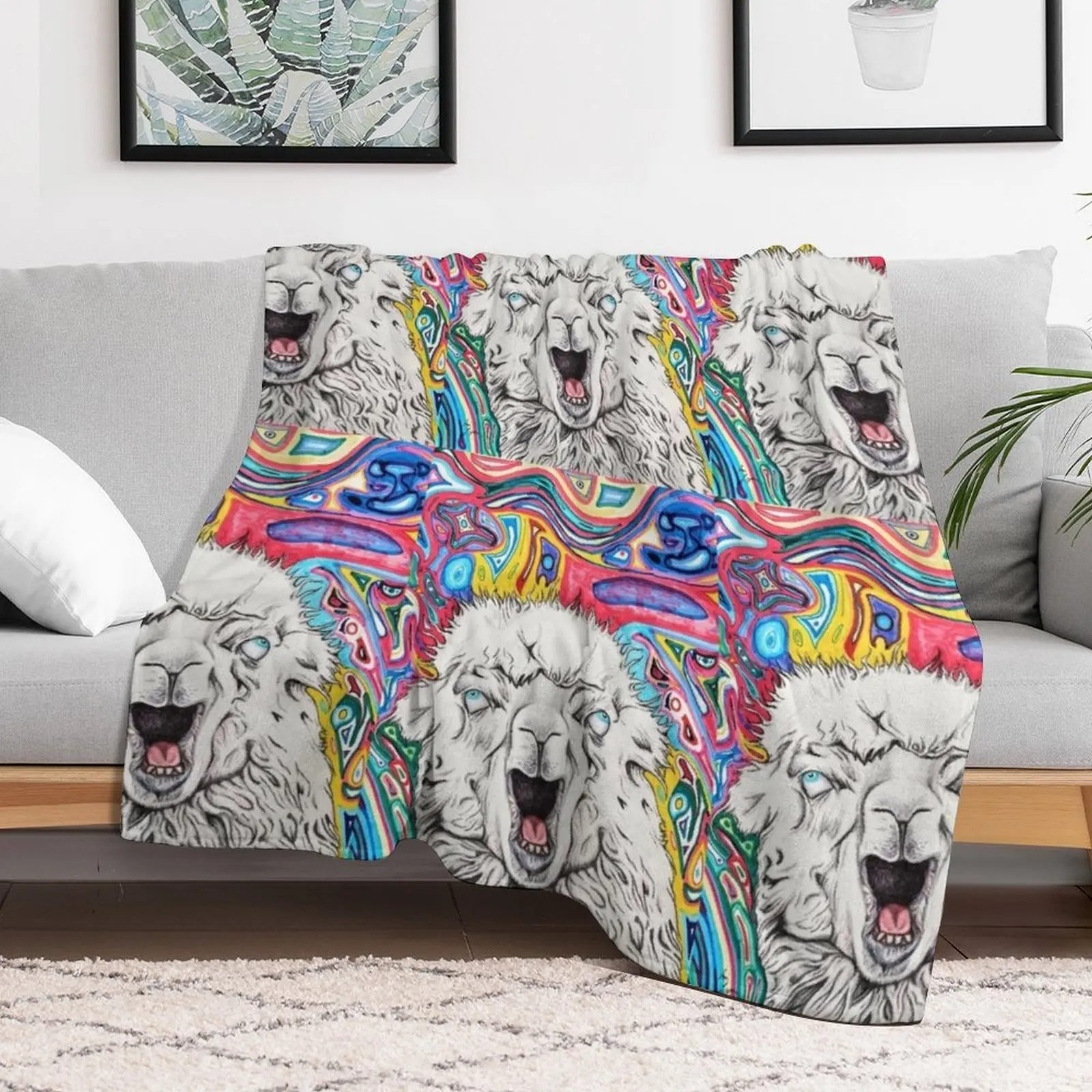 Neurotic Llama Throw Blanket Large Blankets Sofas Of Decoration Retros blankets and throws Blankets