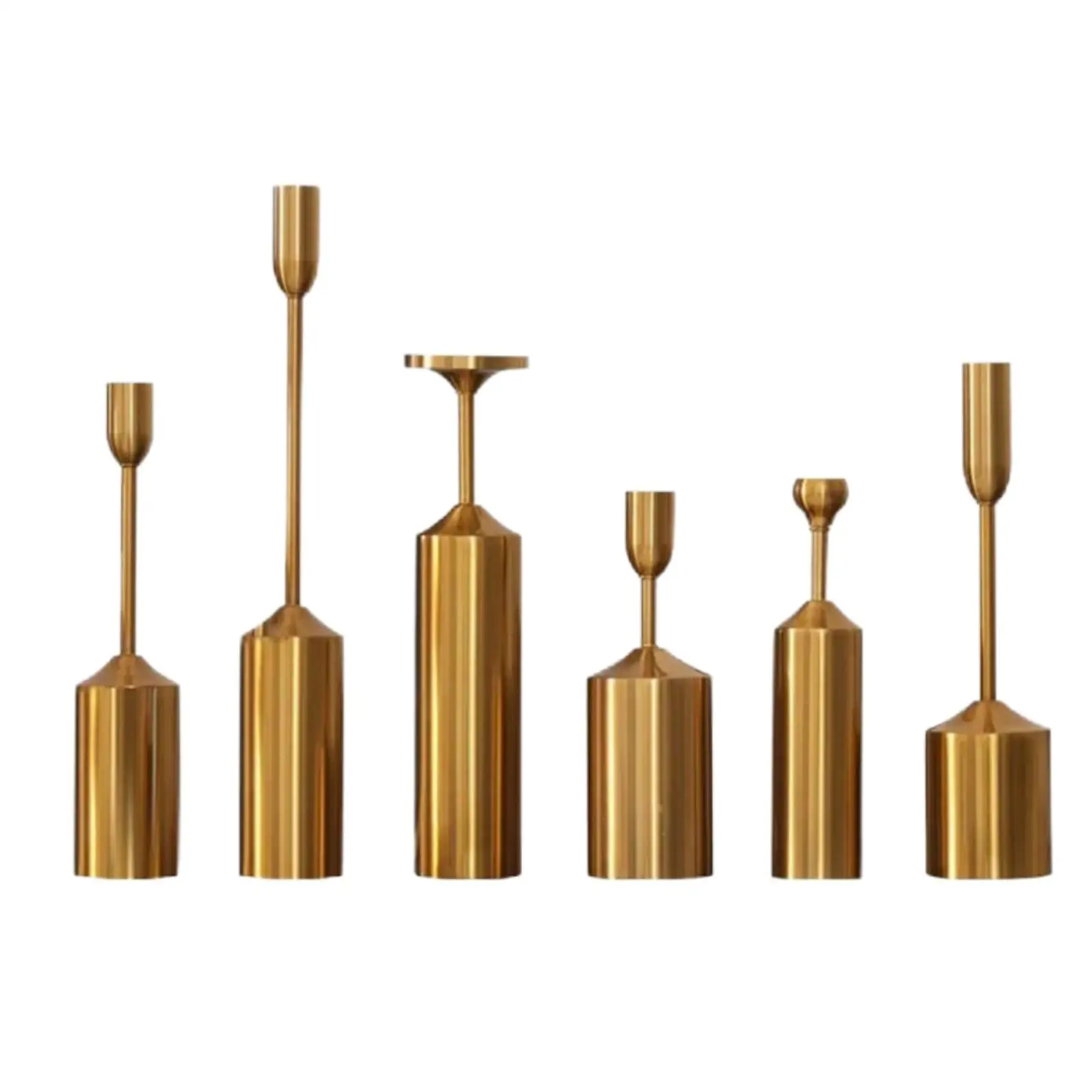 Brass Gold Candlestick Holder Set of 6 Candlestick Multi-Occasional Candelabra