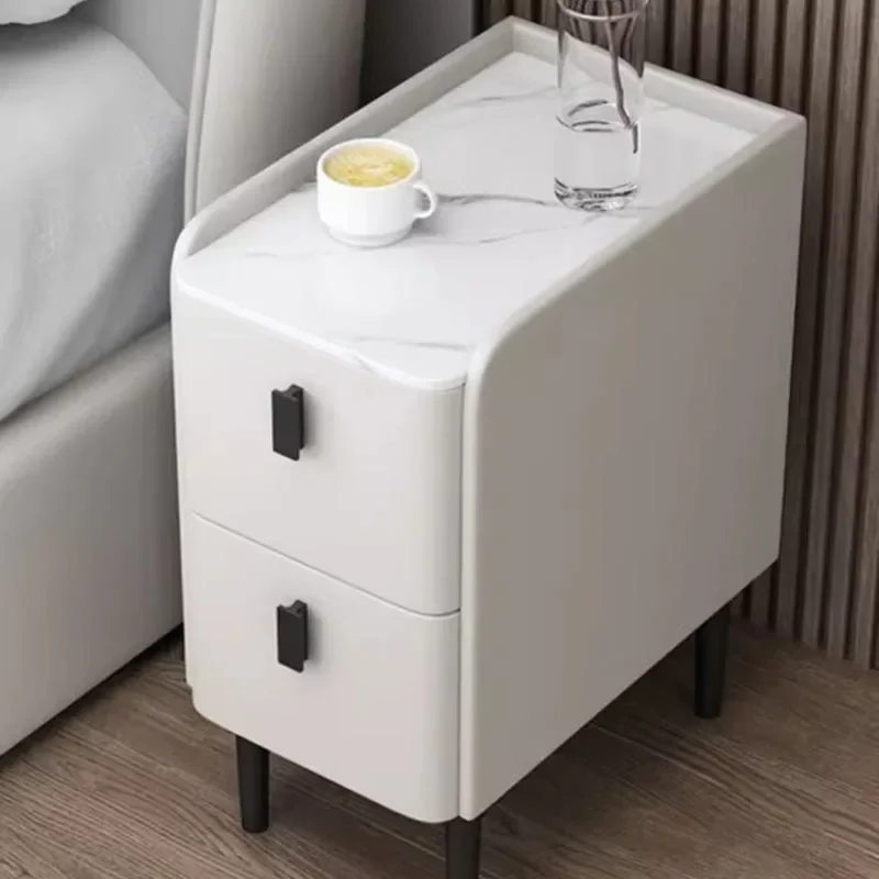 Nordic Smart Nightstand Luxury Small Wood Bedroom Unique Bedside Table Space Saving Narrow Organizer Muebles Hotel Furniture