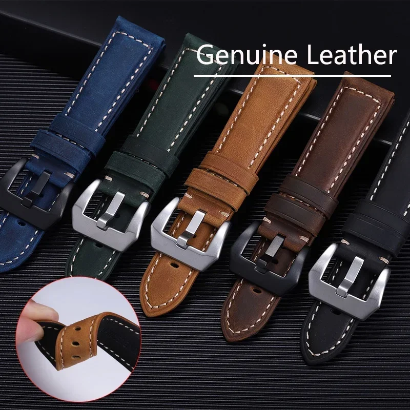 Vintage Frosted Genuine Leather Strap 22mm 20mm 24mm for Huawei Watch GT 4 3 46mm Samsung Galaxy Watch 6 TicWatch Pro 5 Band