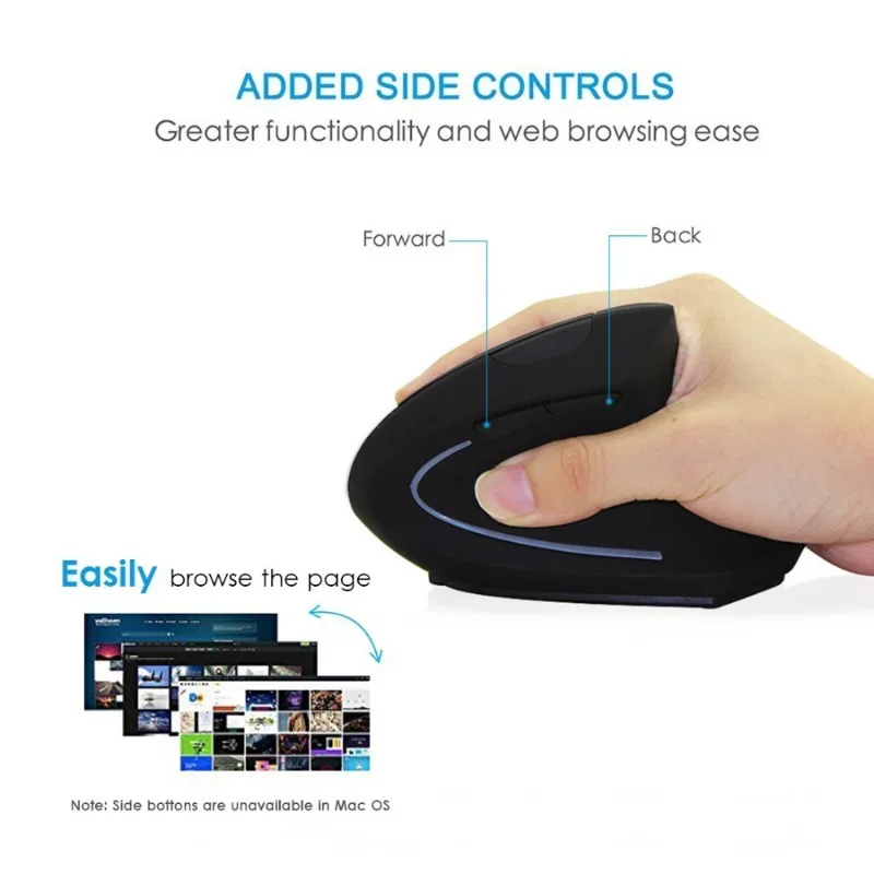 JSY-5 2.4G USB Dual Side Scroll Wheel Mouse For Gamer Computer Laptop Rechargeable Gaming Mouse 1200DPI Ergonomic Vertical Mouse