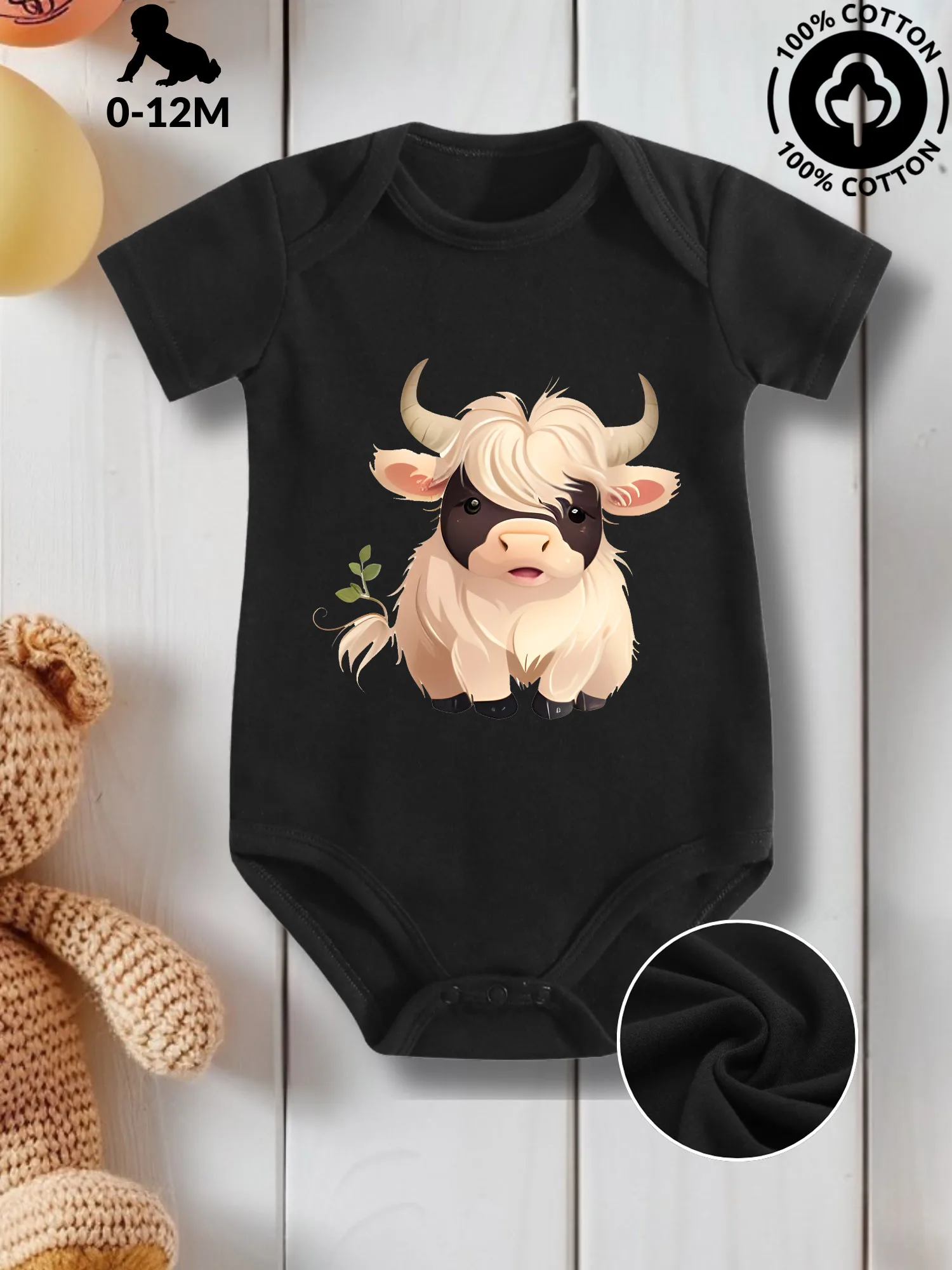 

Детский комбинезон унисекс Gentle Highland Cattle 05, из чистого хлопка, для ухода за кожей, всесезонный, черный, 190 г/м²