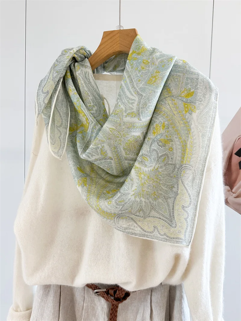 100% Cashmere 90CM Scarf Winter Soft Pashmina Women Luxury Designer Shawls Scarves Foulard Hiver Femme Cachemire