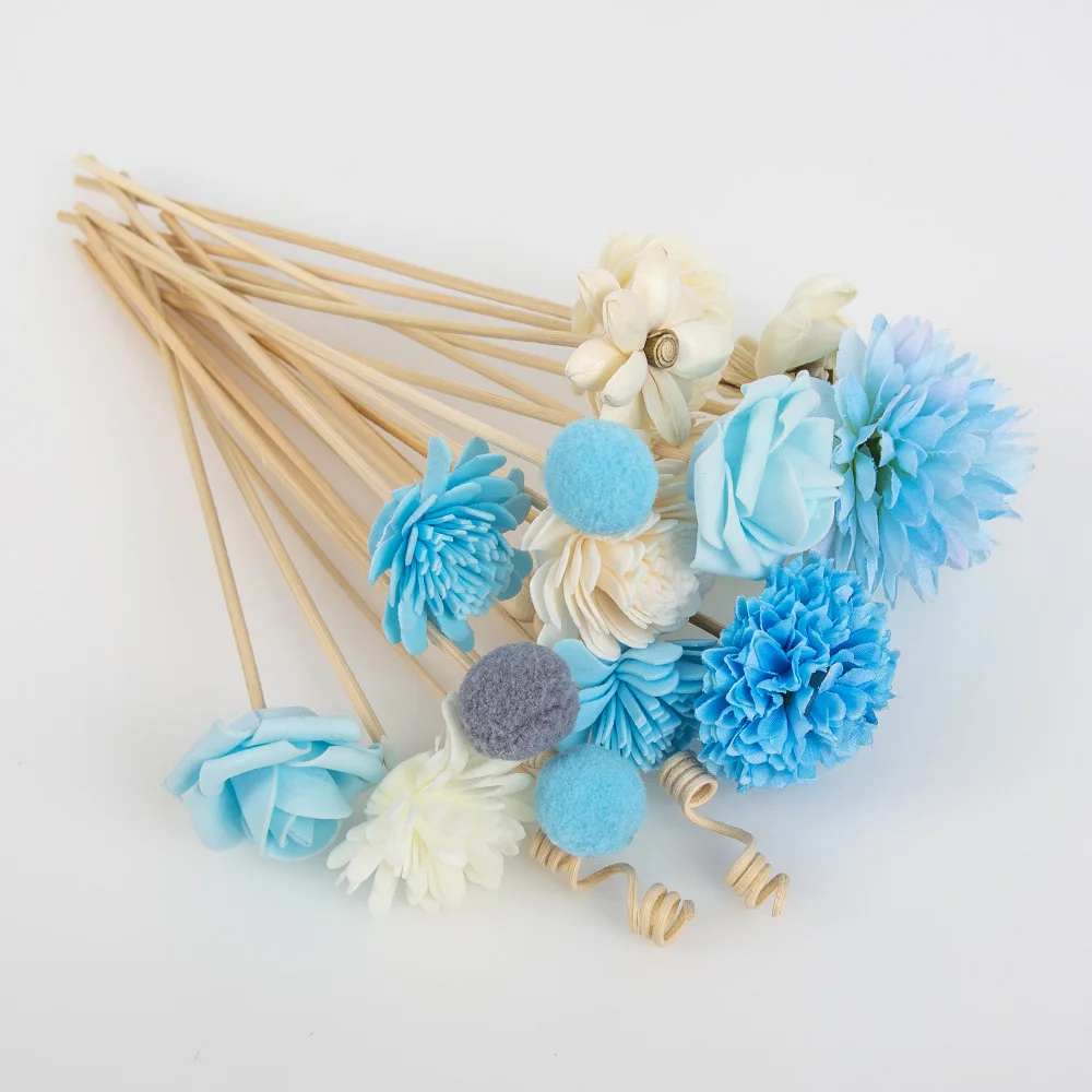 NEW 20PCS Blue Series Flower Rattan Sticks Fireless Fragrances Reed Diffuser Stick Diy Ornaments Home Decor