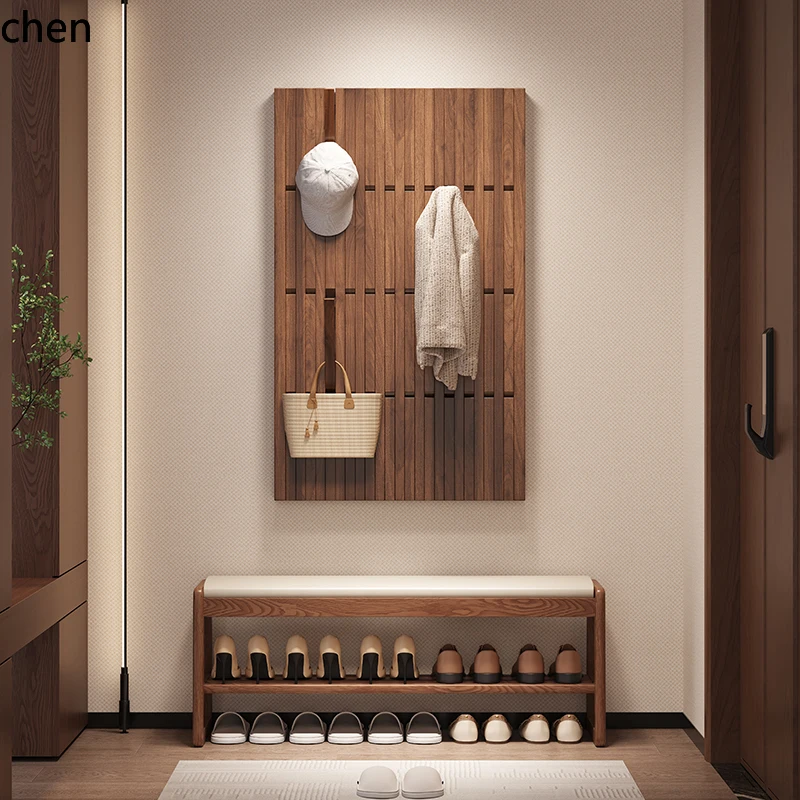 

HXL ash wood piano key hanger entrance solid wood wall hanging home storage coat rack