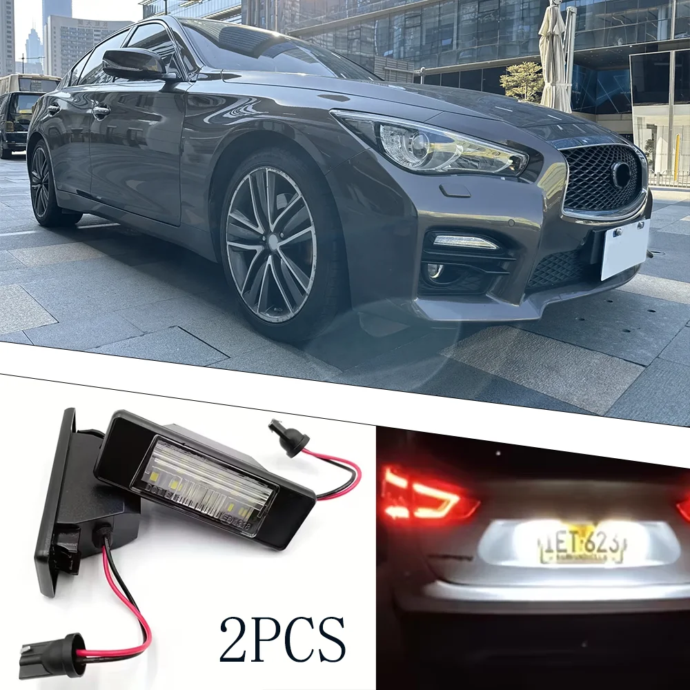 

2pcs LED license plate lights, compatible with Infiniti Q50(2013-2017), Nissan Amada Y62/Kicks/Navara and other models 6500k