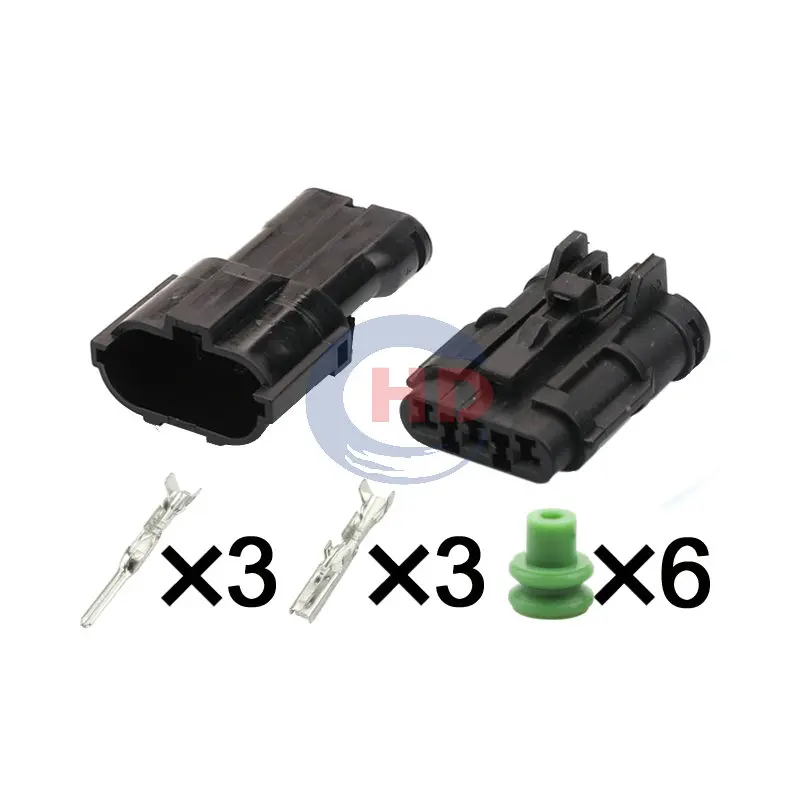 

1-20 sets 3 pin Waterproof Engine Harness Cable Connector Plug Socket 7222-7434-30 7123-7434