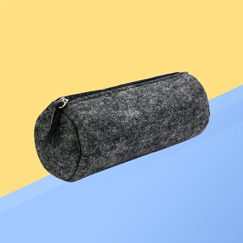 Zylindrisches Federmäppchen, Make-up-Tasche, Canvas-Halter, Zylindertasche, dunkelgrau