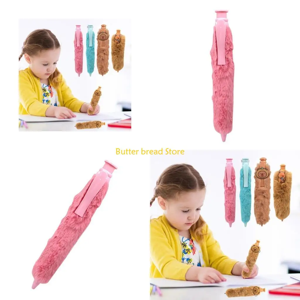 

W89C 1.0mm Ballpoint Pen Smooth Writing Pen Black Stationery Pen Plush Retractable Ballpoint Pen for School