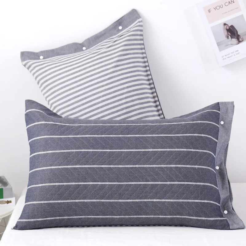 Three-Layer Gauze 100% Cotton Pillowcase, Single European-Style Couple's Pillow Insert Cover