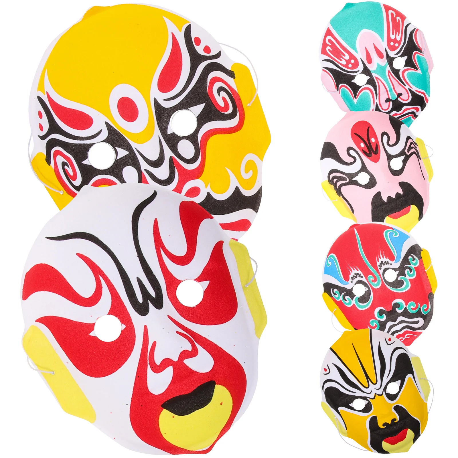 6 pezzi Maschere dell'Opera del Sichuan Floccaggio Maschere per prestazioni cosplay per la festa di Halloween Maschera cinese decorativa in maschera