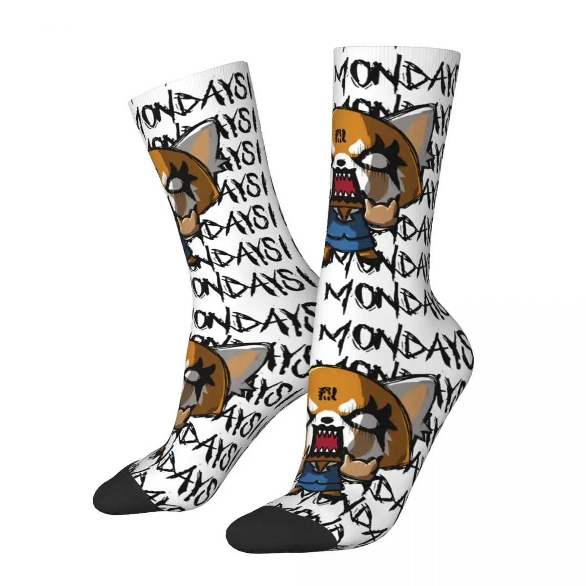 Harajuku Aggretsuko Aggressive Retsuko I Hate Monday Sports Socks Polyester Crew Socks for Unisex Non-slip