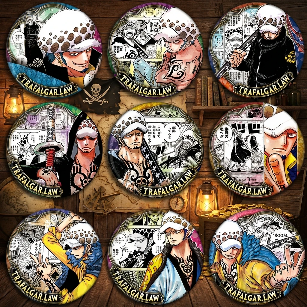 

One Piece Trafalgar Law Anime Badge Pin Button Brooch Keychain Accessory Cute Cartoon Character Merchandise Collectible Gift