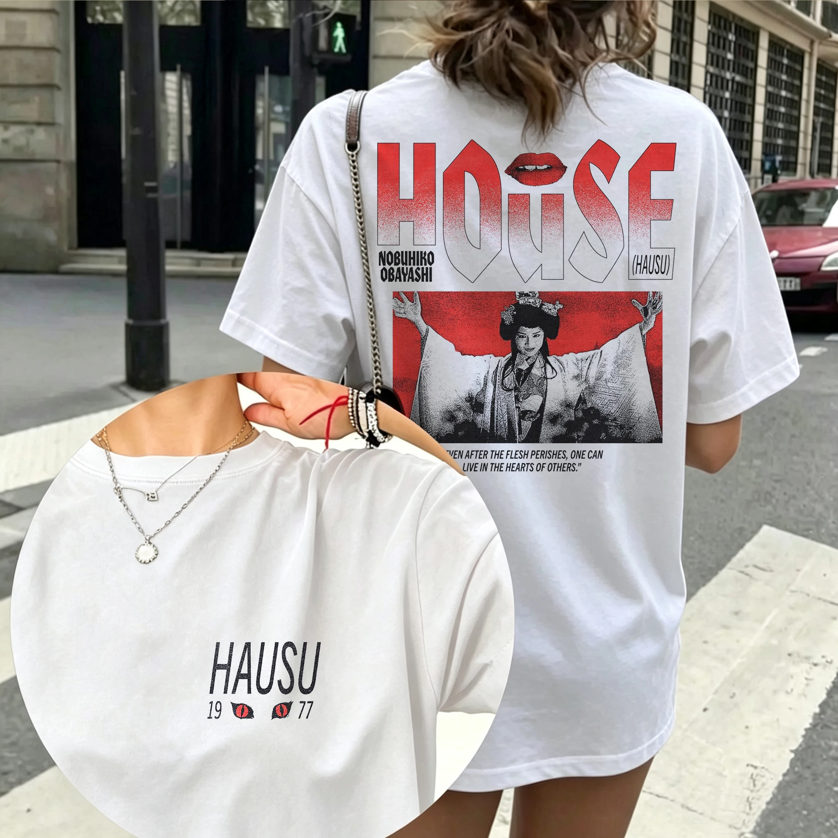 HOUSE 1977 Movie HAUSU Japanese Horror T-shirt Men Women's Short Sleeve T-Shirt 90s Cotton Aesthetic Streetwear Summer Tee Tops