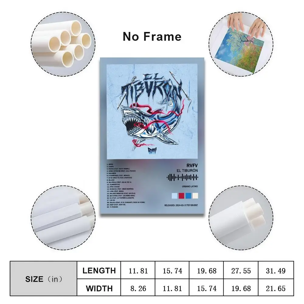 Rvfv Poster Peelable Self-Adhesive Album Cover Poster Stickers, Frameless Wall Art for Singer Band Pop Rap Bedroom