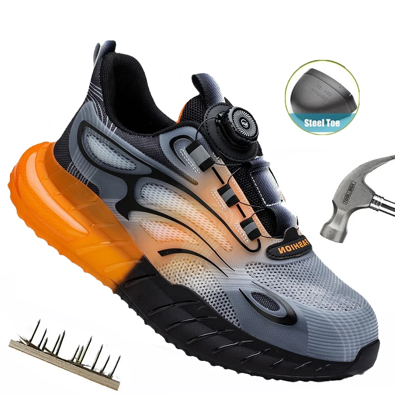 Men Work Safety Shoes Boots Anti-puncture Man For Work Sneakers Indestructible Work Shoe Lightweight Casual Sport Shoes Non Slip