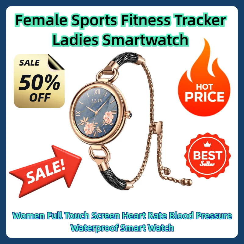 

Female Sports Fitness Tracker Ladies Smartwatch Women Full Touch Screen Heart Rate Blood Pressure Waterproof Smart Watch