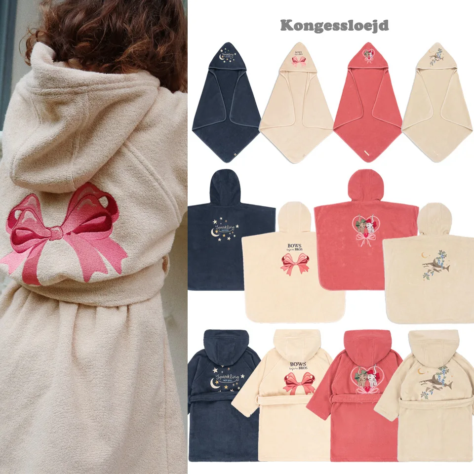 

Children's Bath Towel 2025 Spring And Summer New Pink Bow Boys Bathrobe Cotton Absorbent Quick Dry Embroidered Girls Bath Towel