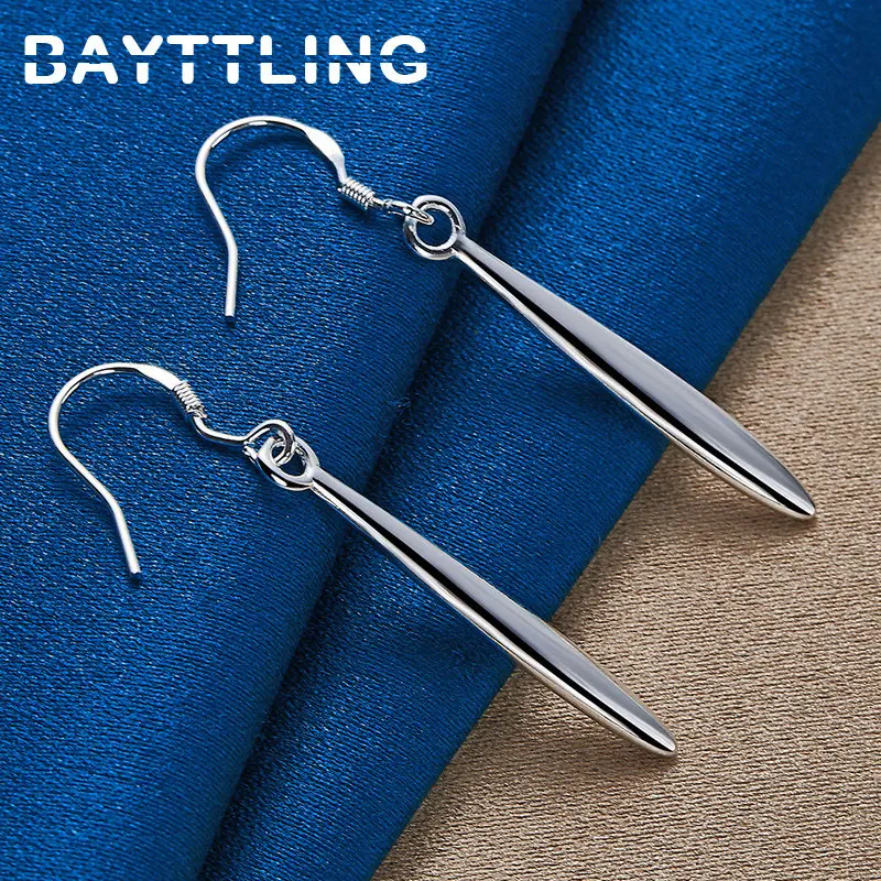 Fashionable 925 Sterling Silver Earrings 45MM Glossy Geometric Earrings For Men Women Wedding Party Favors Jewelry