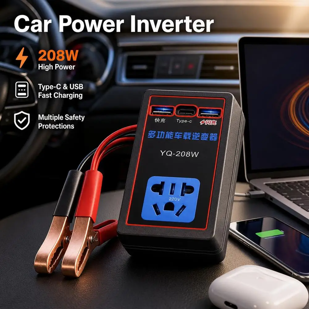 12V/24V To 110V/220V Car Converter Multi-functional Car Power Inverter With USB Port Automotive Charging Charger ﻿