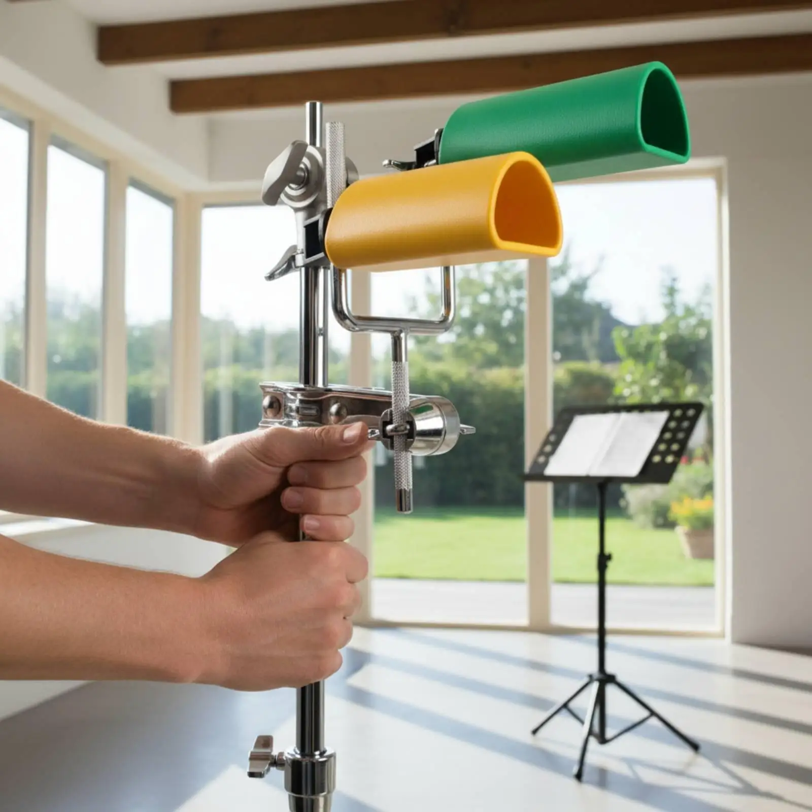 Drum Rack Resin Cow Bell Percussion Cowbell Kit with Metal Mount for Professional Musical Grooves