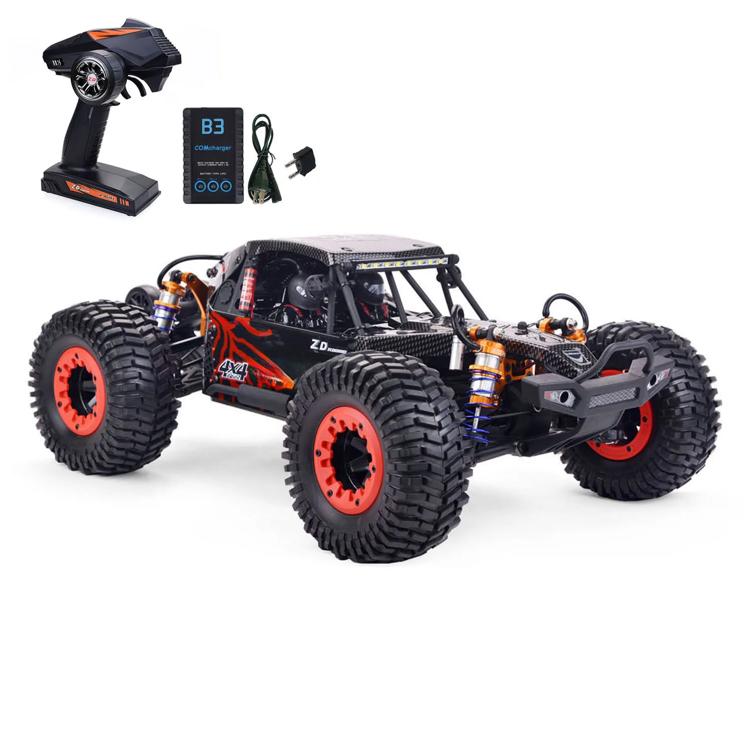 

1/10 RTR Alloy Chassis ZD RC Racing Cars DBX 103 AWD Controlled Off Road Car Wheelie Bar Version Metal Gears Internal Roll Cage