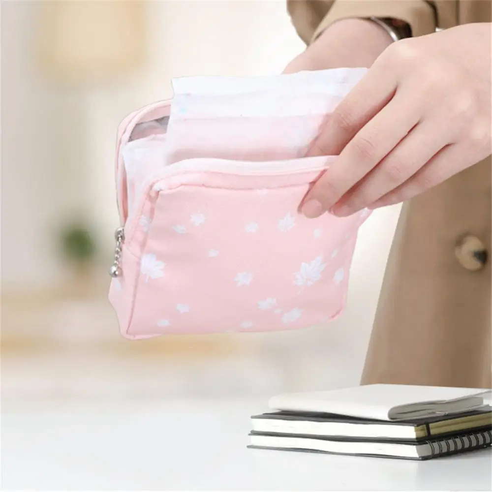 Women Tampon Storage Bag Sanitary Napkin Storage Bags Cosmetic Bag Portable Travel Outdoor Lipstick Storage Bag Cartoon Pattern