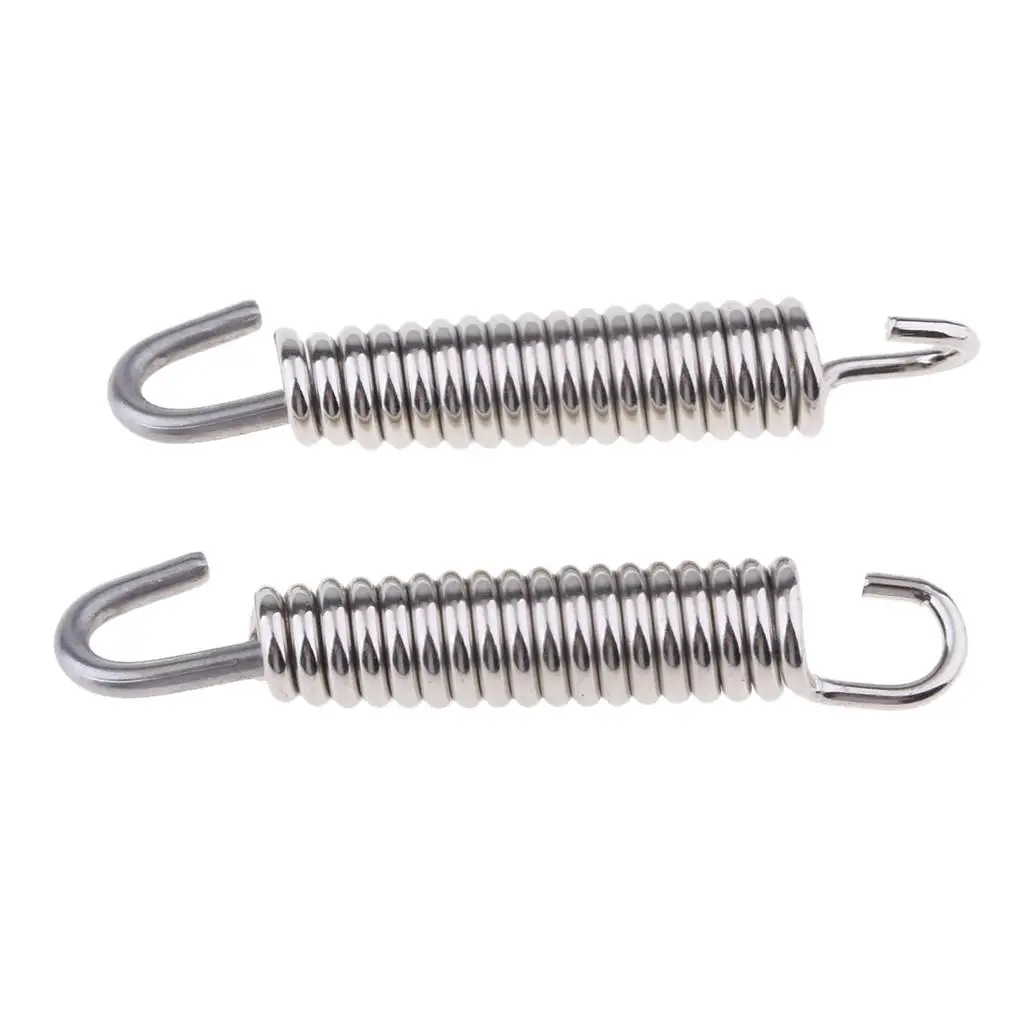 2Pcs 65mm Motorcycle Stainless Steel Exhaust Pipe Muffler Spring Hook