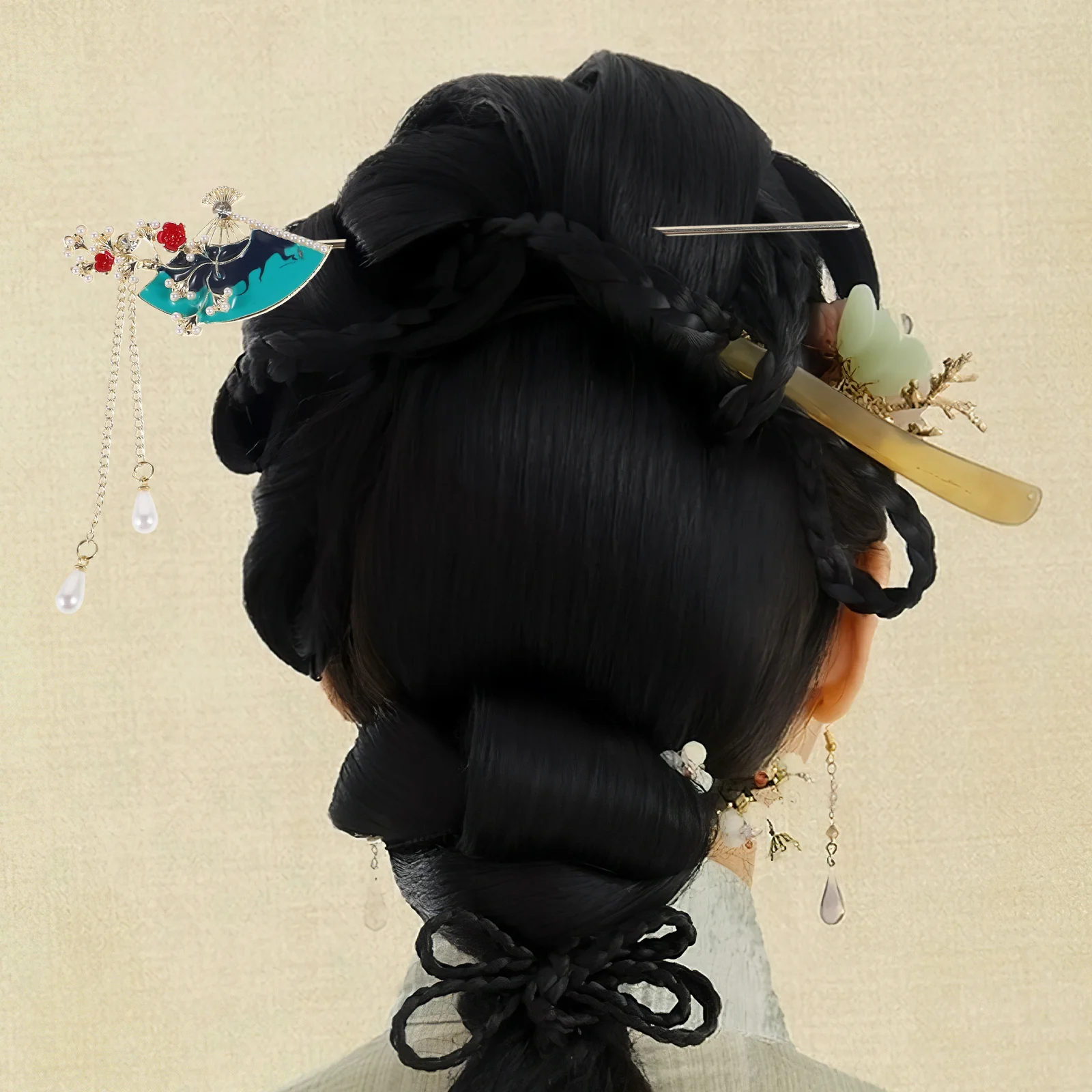 

Fan Shape Tassel Hair Chopsticks Chinese Hairpin Decorative Handmade Hair Bun Holder for Women Traditional Accessories