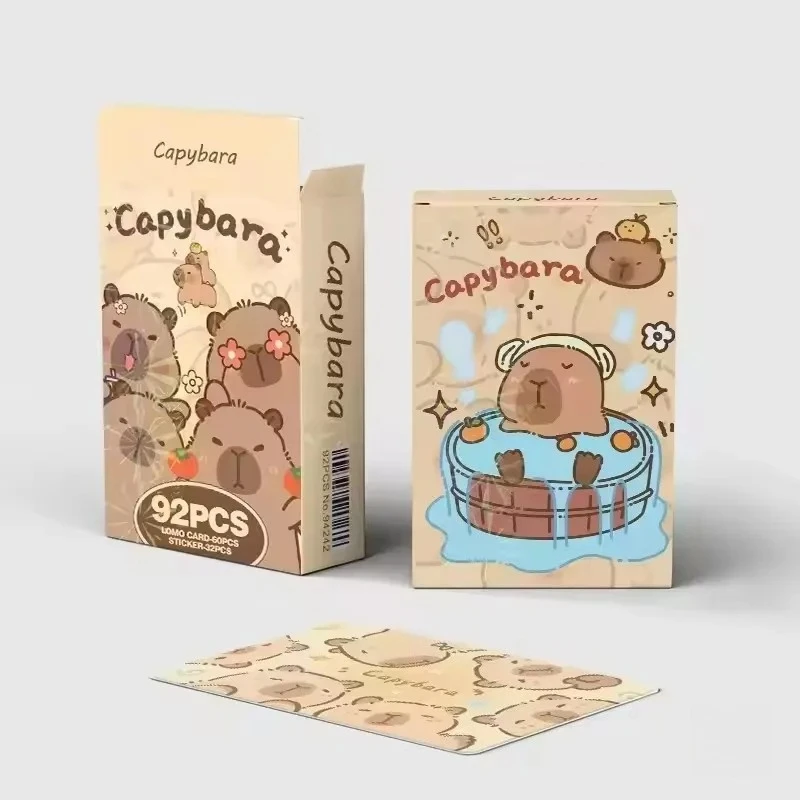 92pcs Anime Capybara Lomo Card Fun Kapibala Collection Card Puppet Gate Secret Water Porpoise Cute Strange Cosplay Sticker