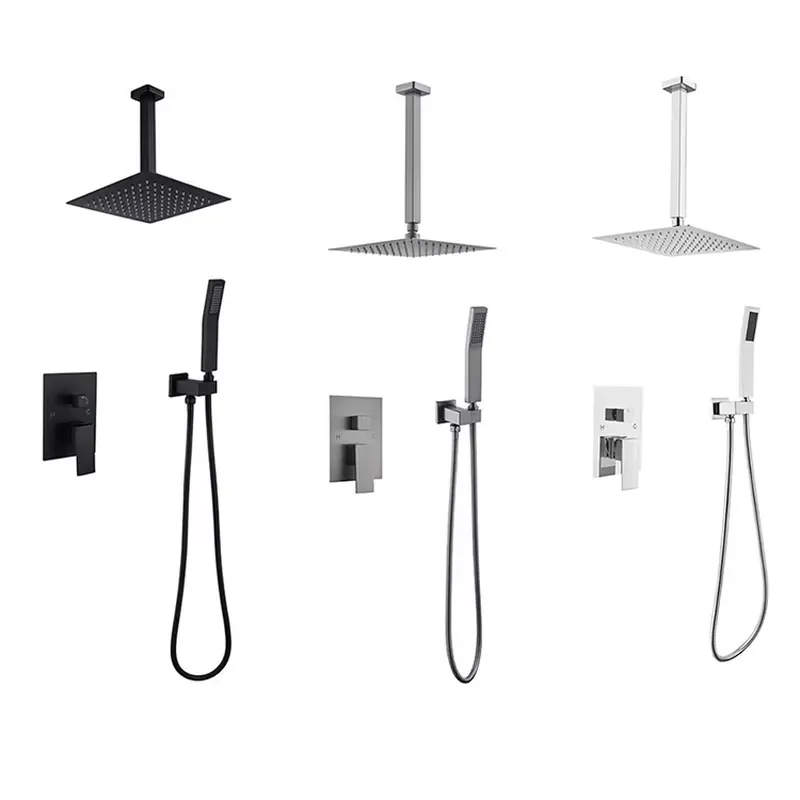 Chrome Two Function Thermostatic Bathroom Hidden Shower System Set