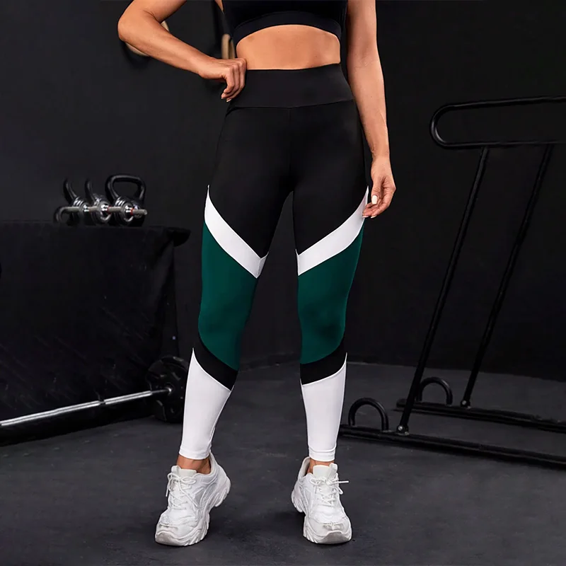 

3D Striped Color Blocking Print Women's Yoga Pants Outdoor Sport Tight High Waist Pants Spring Autumn Madam Gym Fitness Clothes