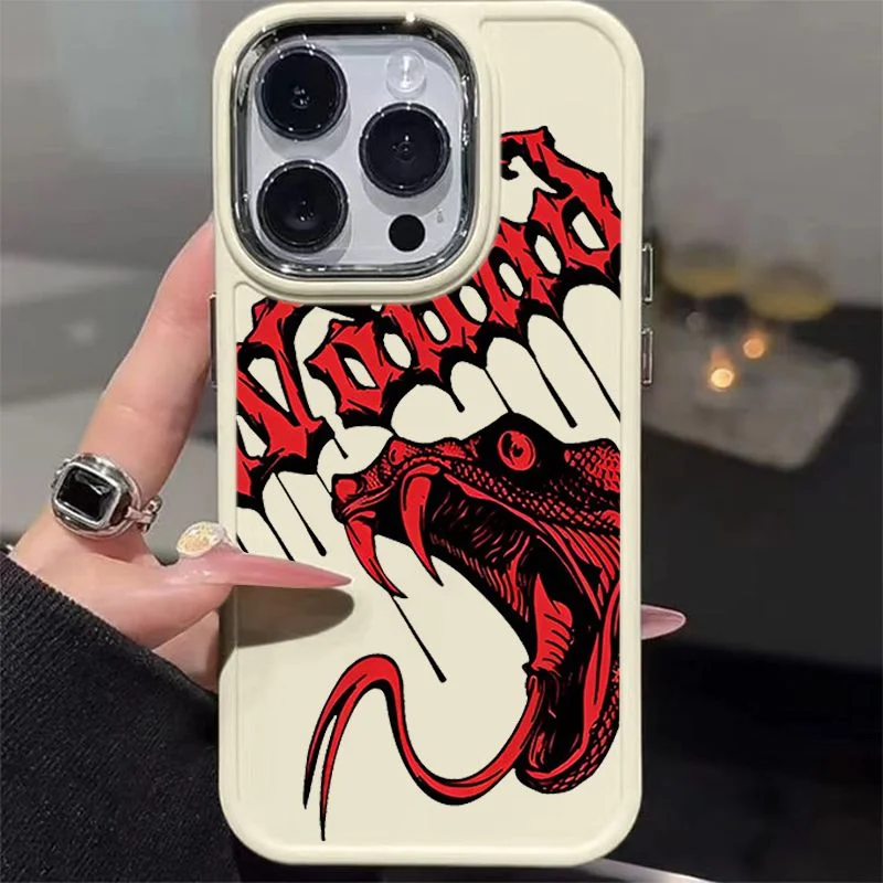 Blood Red Python Bucktooth Phone Case For iPhone Case 16 15 14 13 12 11 Pro XR XS Max 7 8 Plus Shockproof Phone Y2K Girl Cover