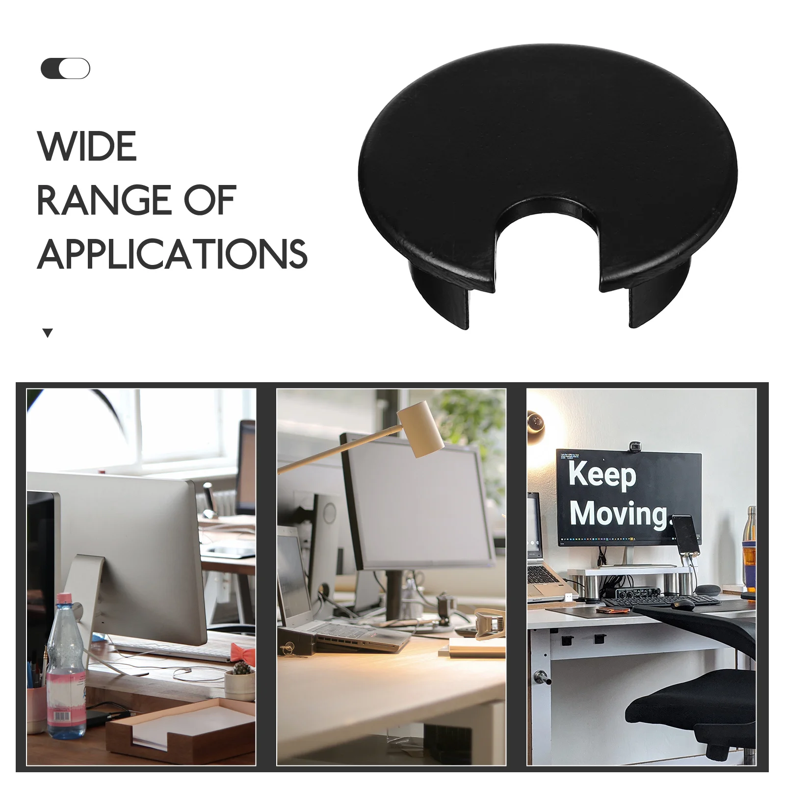 ฝาครอบรูสายไฟแบบกลม 2 ชิ้น สำหรับจัดระเบียบสายไฟบนโต๊ะทำงาน อุปกรณ์จัดการสายเคเบิลสำหรับคอมพิวเตอร์ในสำนักงาน