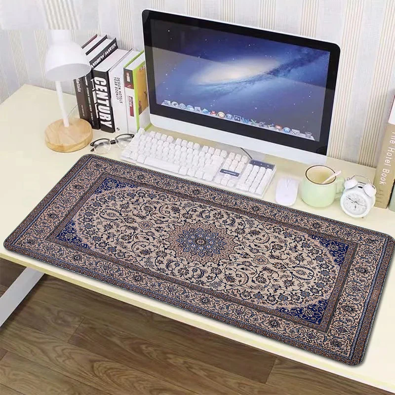 XXL Persian Rug Mouse Pad Large Gamer Keyboard Pads Texture Design Office Carpet Mat 400x900x3MM Rubber Anti-slip Table Mats