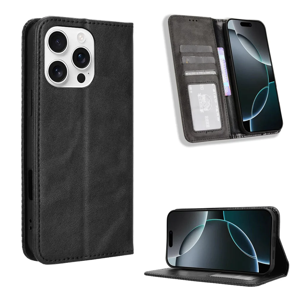 

Wallet With Card Slot Photo Frame Stand Magnetic Flip Leather Case For iPhone 17 16 15 14 13 Pro Max Plus Air Anti-fall Cover