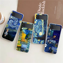 Van Gogh Series Hard PC Phone Case For Samsung Galaxy Z Flip 4 5 6 Black Cover For Galaxy Z Flip 3 Foldable Shockproof Case Capa