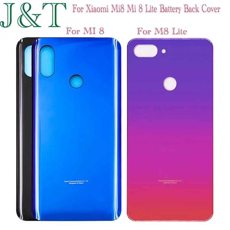 New For Xiaomi Mi8 Mi 8 Lite Battery Back Cover Rear Door 3D Glass Panel Mi 8 Lite Housing Case Glass Cover With Adhesive Replac