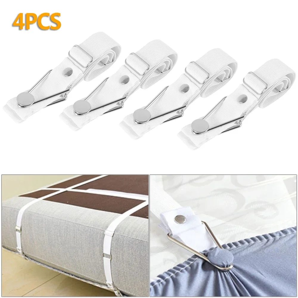 Ajustável cama folha clipes, Grippers tampa, suporte do colchão, edredão prendedor cobertor, correias de fixação, antiderrapante cinto, Novo, 4pcs